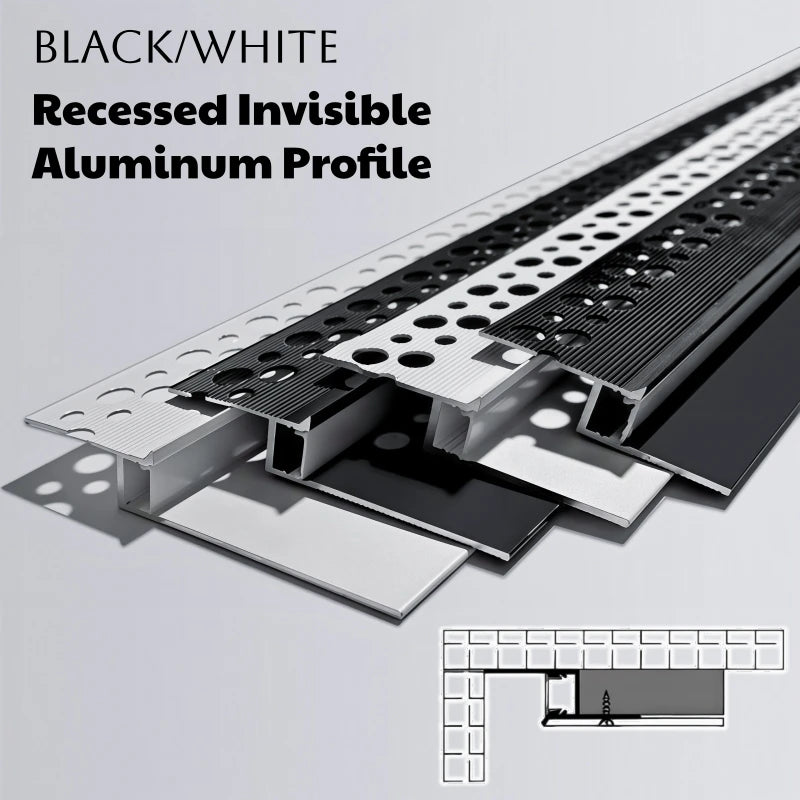 1M Shadow Gap LED Aluminum Profile – Recessed Ceiling Channel