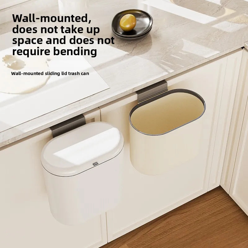 Wall-Mounted Slide-Open Trash Can – Kitchen & Bathroom