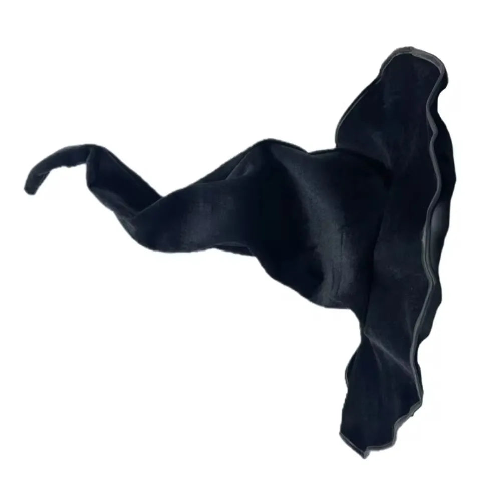 Vintage Twisted Wizard Hat – Black Flannelette Halloween Cap
