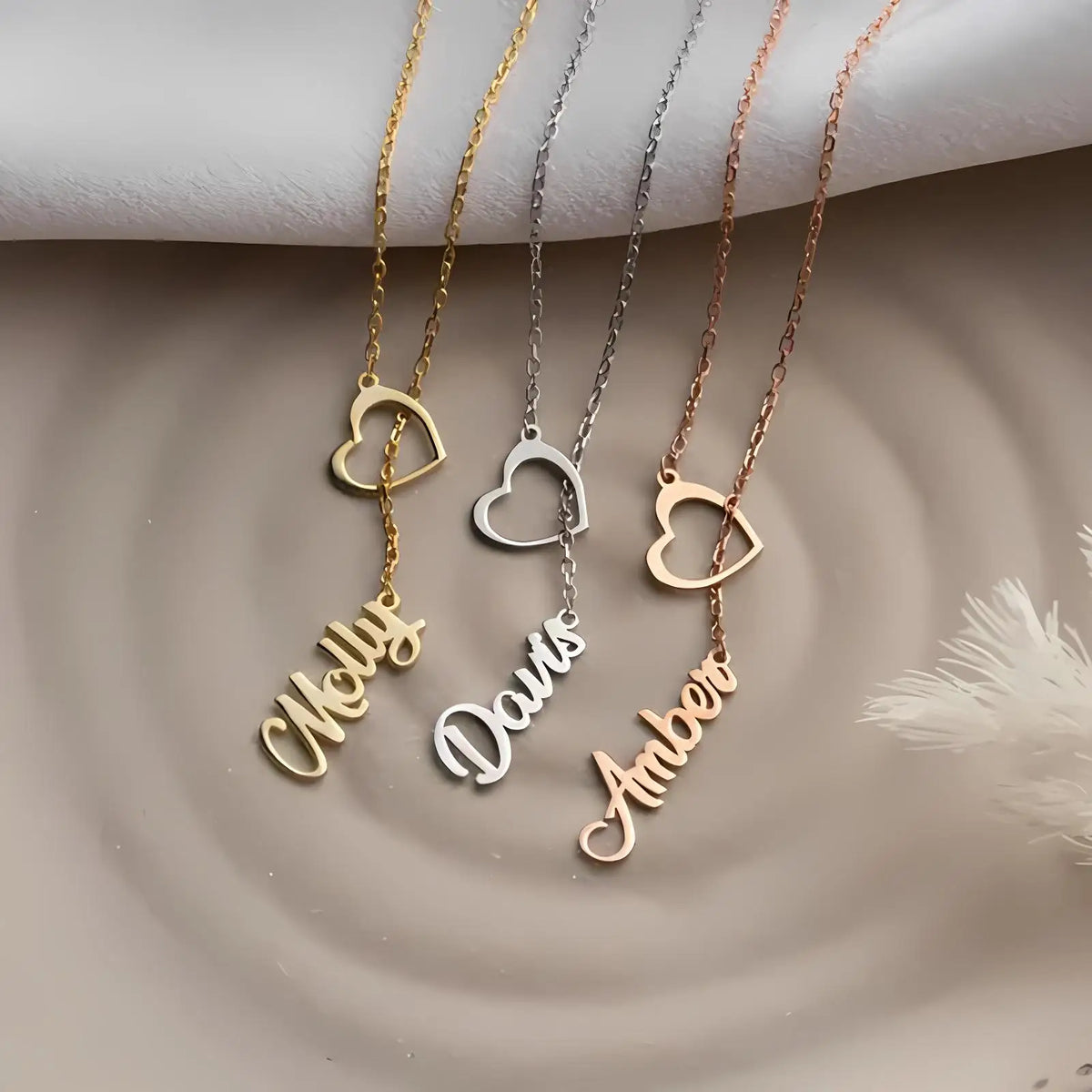 Custom Name Heart Necklace | 18K Gold Plated Stainless Steel