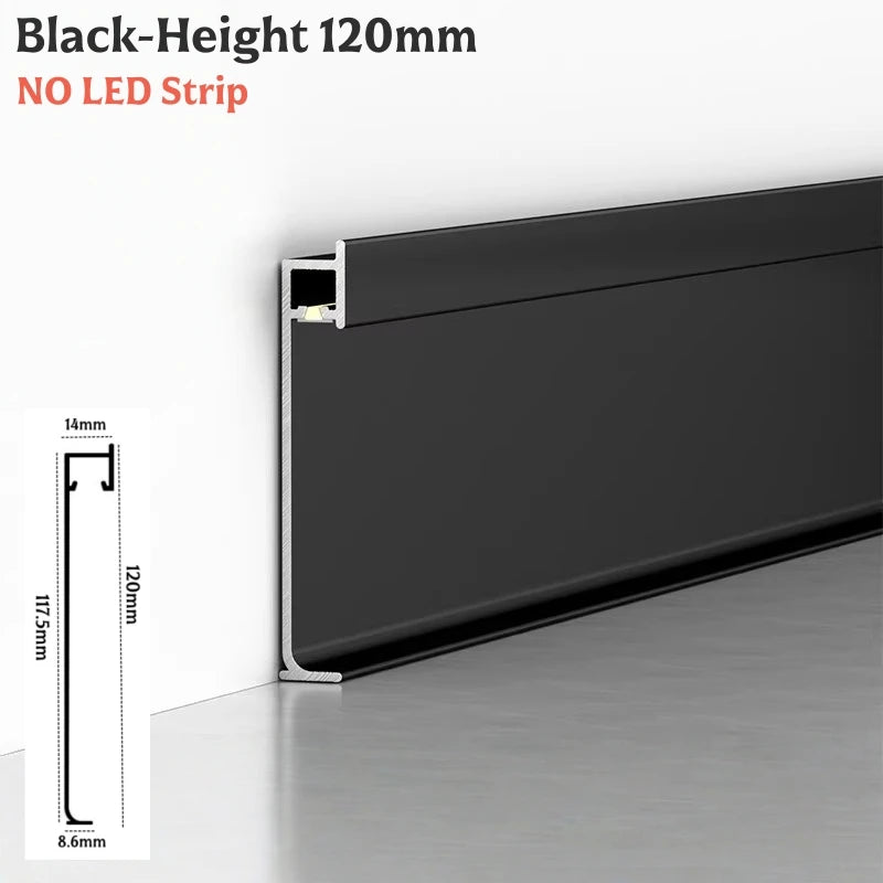 Ultra-Thin Recessed LED Skirting Baseboard Aluminum Profile 150mm