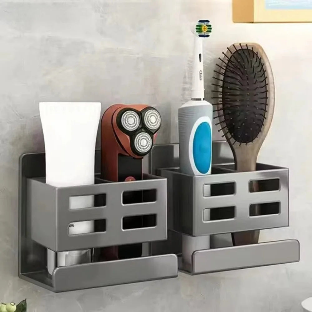 Wall-Mounted Toothbrush & Razor Organizer – Punch-Free Rack