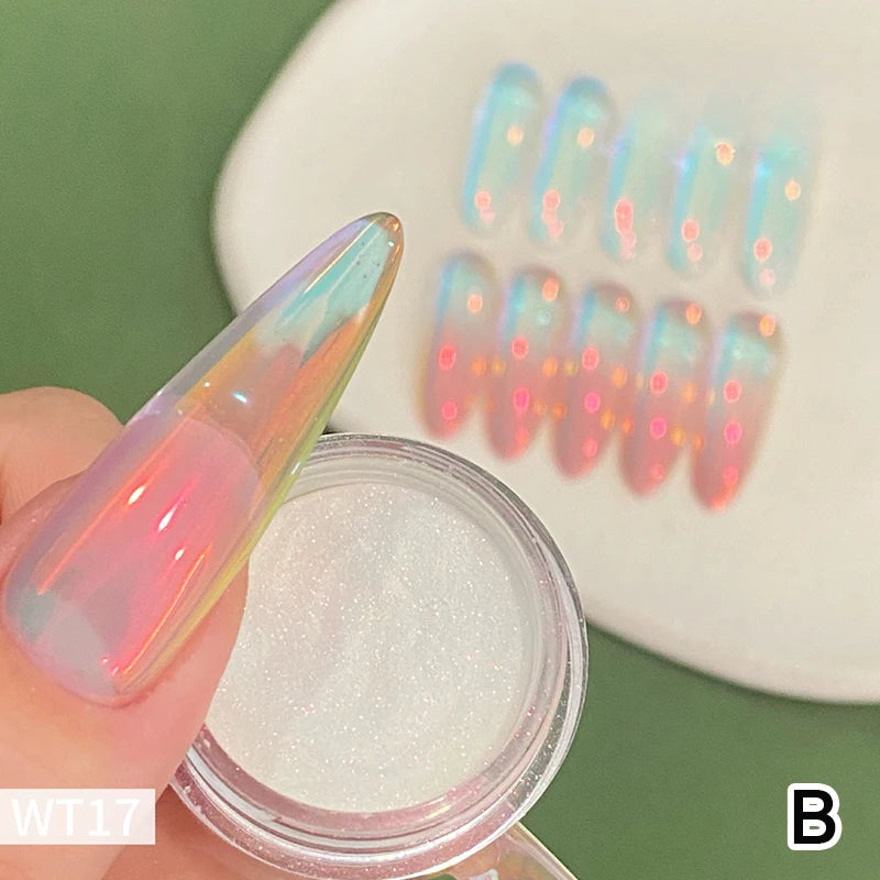 Aurora Chrome Nail Powder – Orange Mirror Glitter Pigment