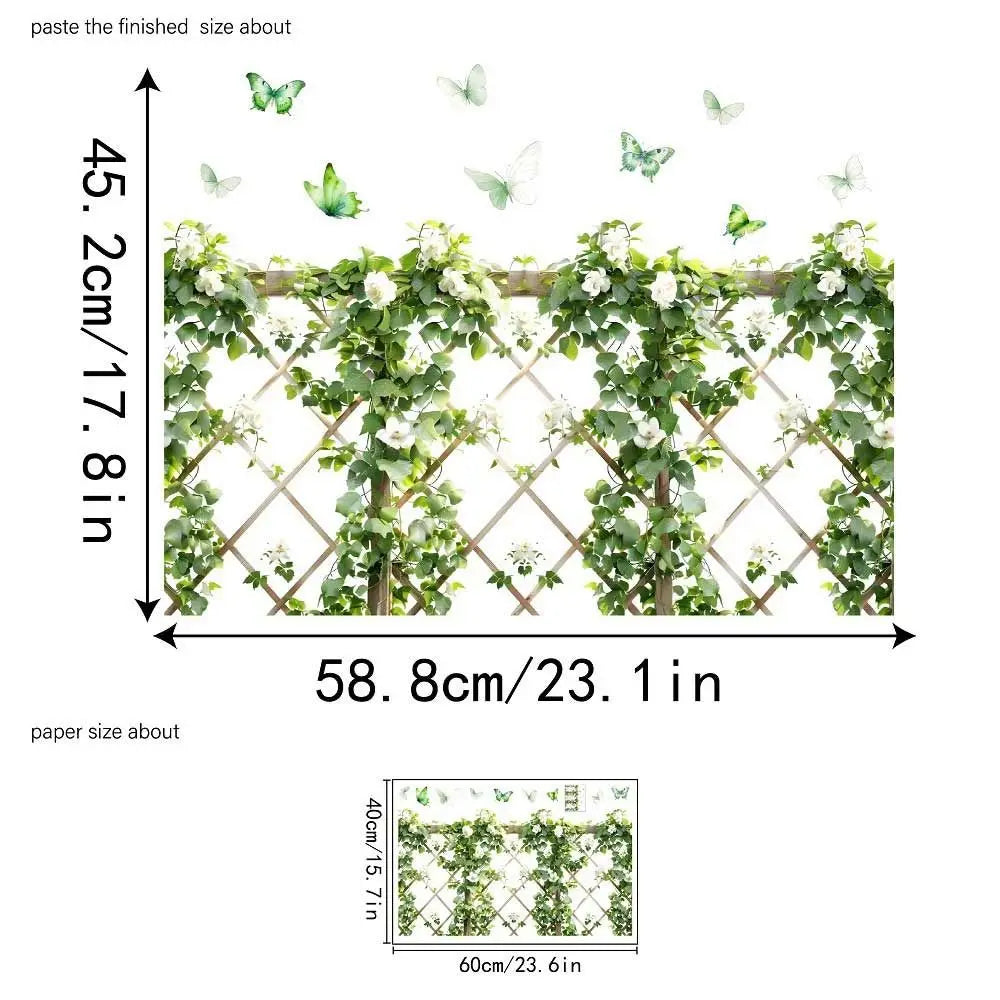 Multicolor Flower Fence Wall Sticker – Self-Adhesive Decal