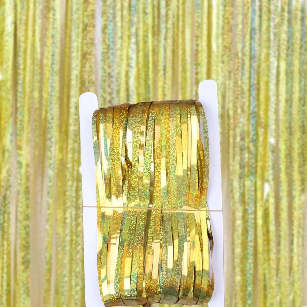 Pink Gold Foil Fringe Curtain – Party Photo Booth Backdrop