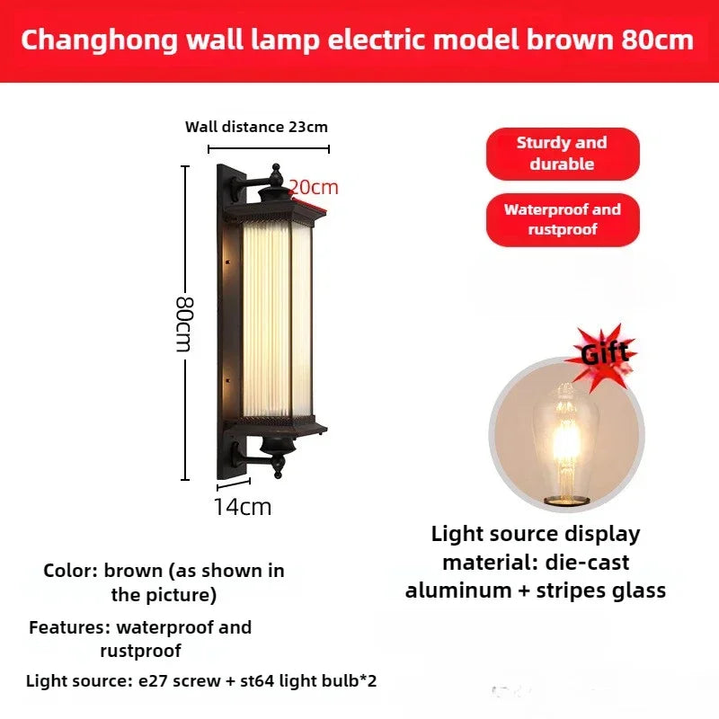 Vintage Lantern Outdoor Wall Light – Black Ribbed Glass Sconce E27