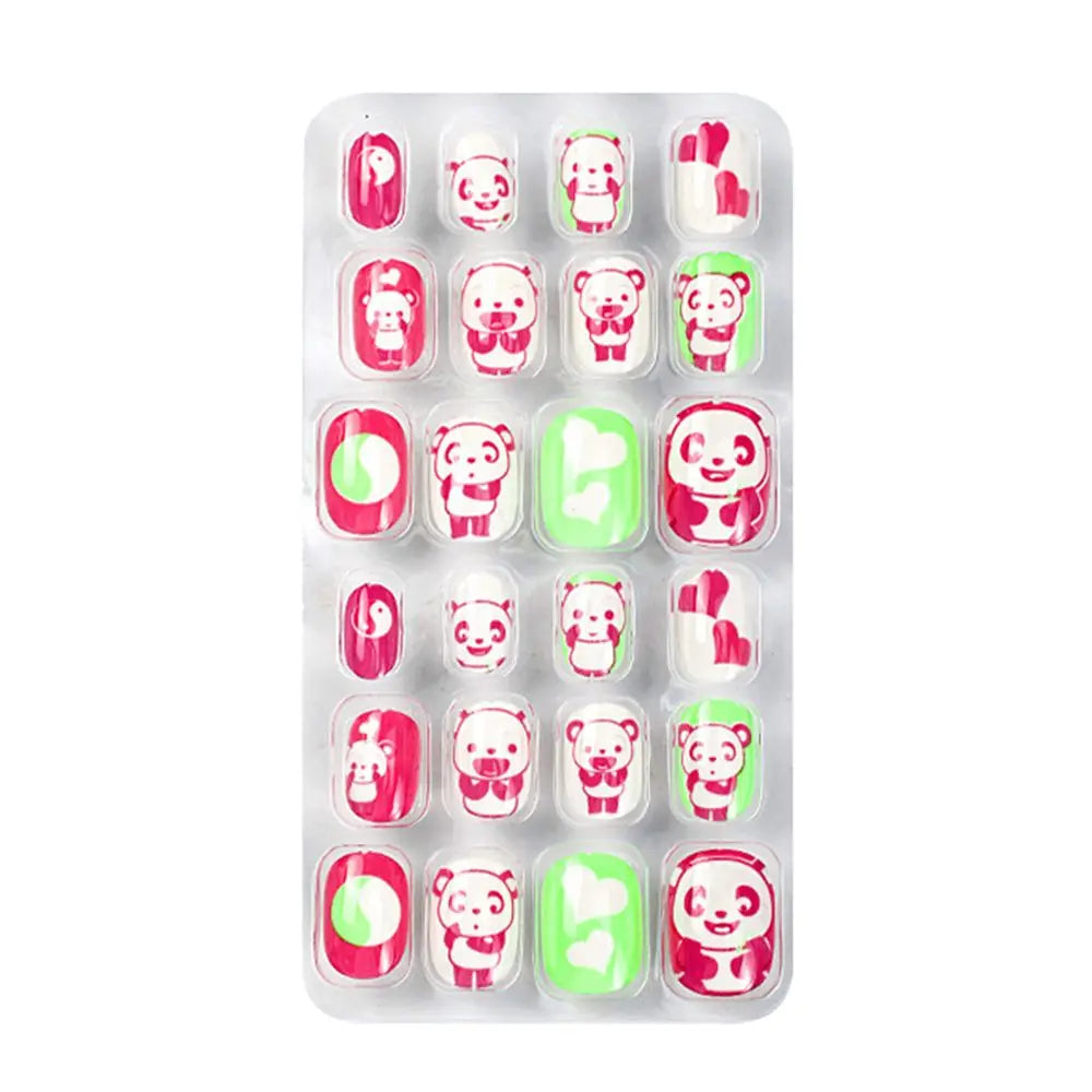 24-Pc Cartoon Y2K Press-On False Nails | Short Square Full Cover