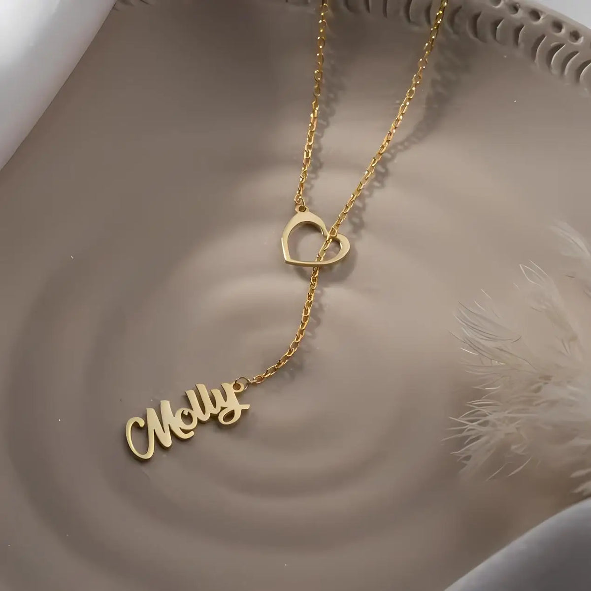 Custom Name Heart Necklace | 18K Gold Plated Stainless Steel