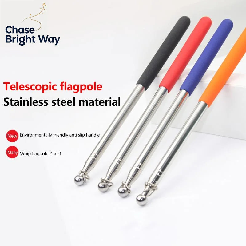Telescopic Steel Teaching Pointer & Flag Wand 1.2M