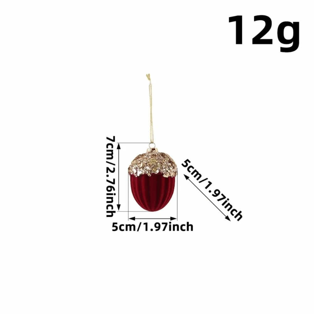 Red Flocked Velvet Christmas Ornaments with Glitter Trim