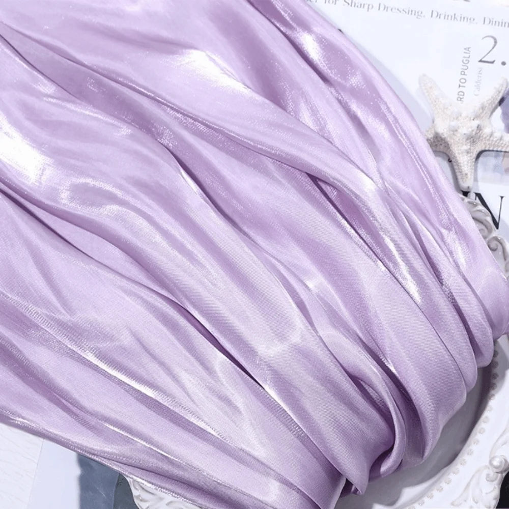 Reflective Liquid Satin Fabric – Metallic Water Gloss Texture