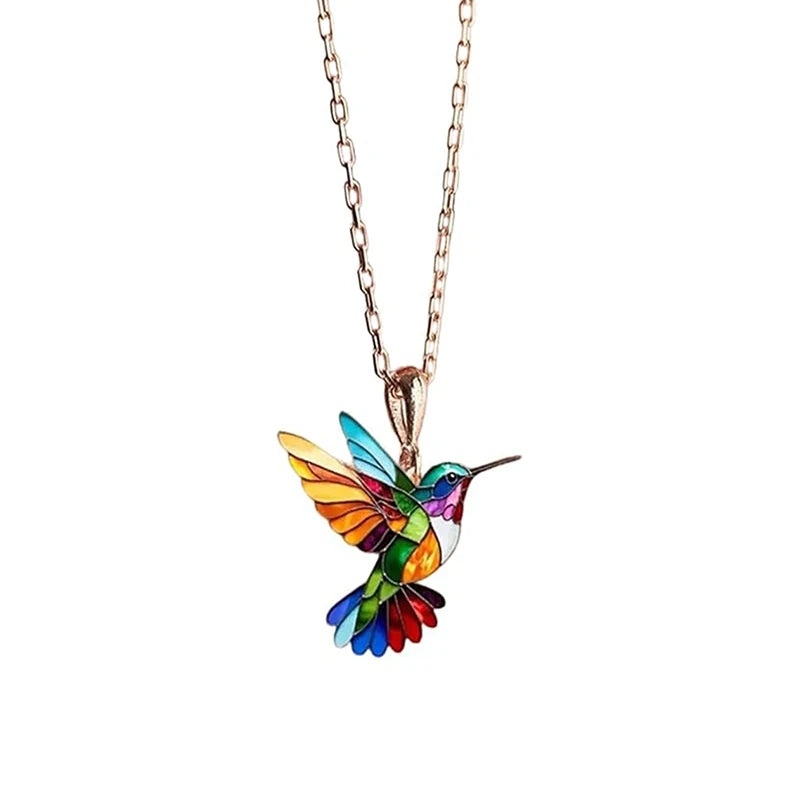 Colorful Hummingbird Pendant Necklace | Alloy Women's Jewelry