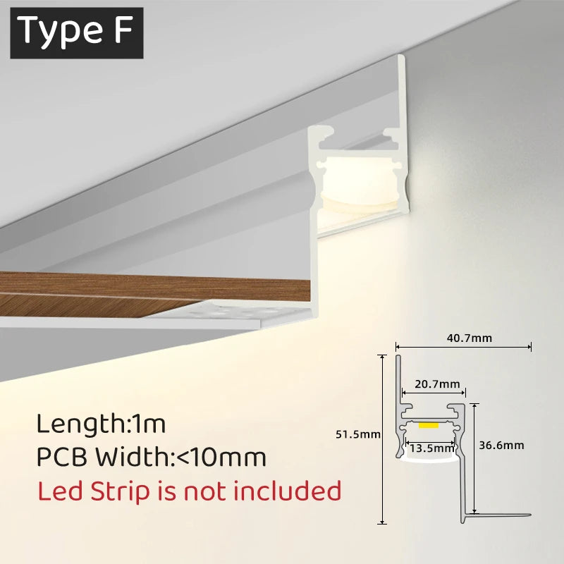 Trimless Recessed LED Aluminum Profile Channel 1M | 1–10pcs