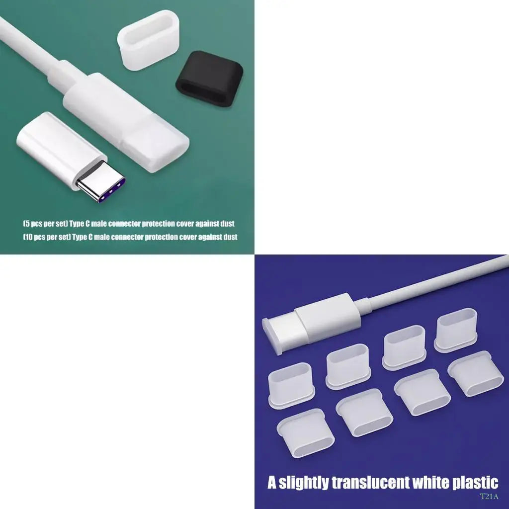 USB Type-C Dust Cover Caps – Silicone Port Protectors 5/10 Pack