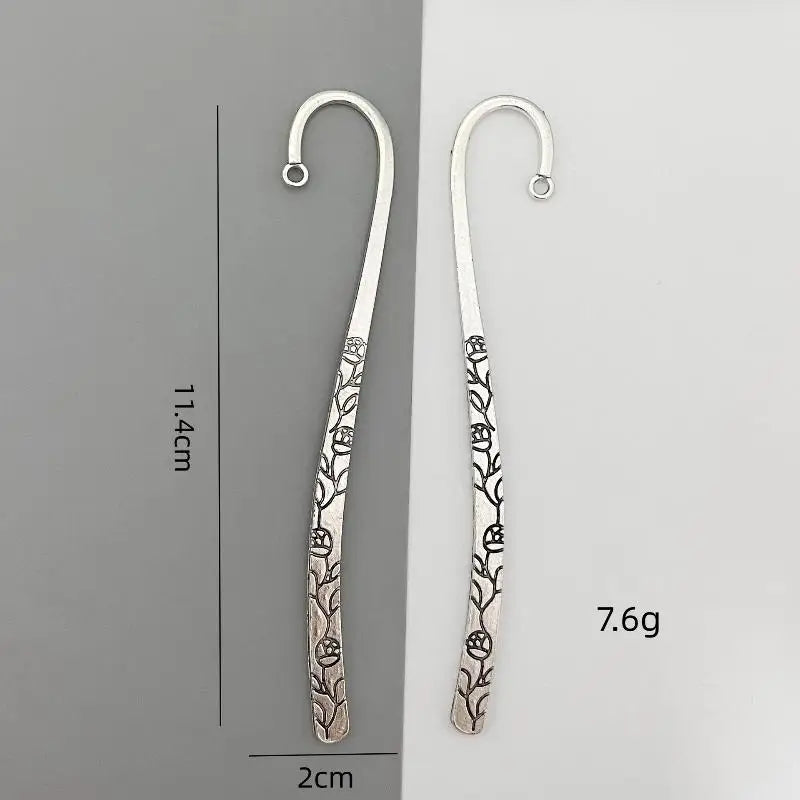 Vintage Floral Zinc Alloy Bookmarks Set – 2 Pcs DIY Craft