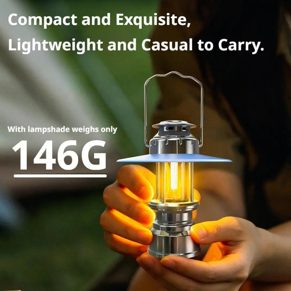 Vintage LED Camping Lantern | USB Rechargeable Retro Tent Light