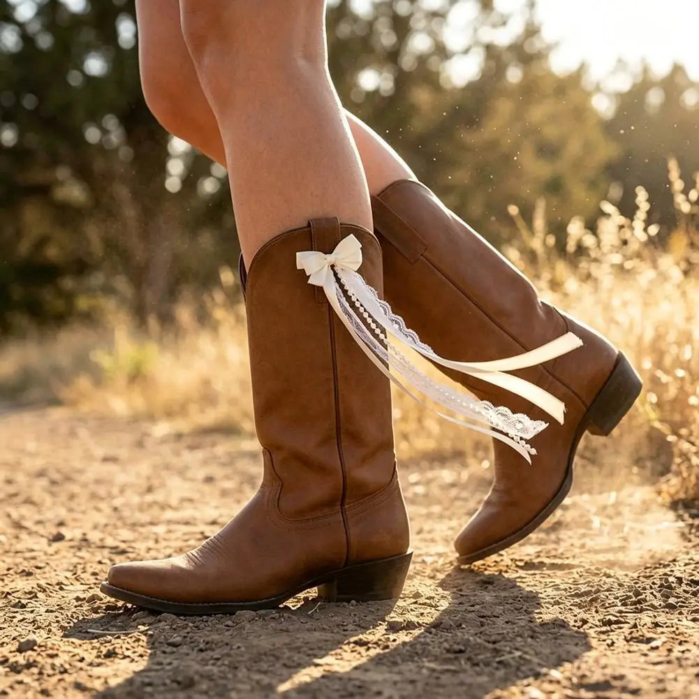 Pearl Bow Ribbon Boot Charms – Lace Tassel Shoe Accessories