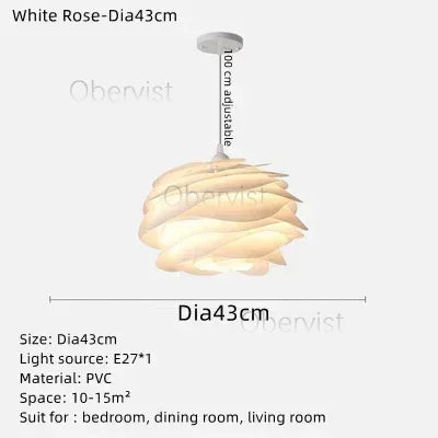White Rose Petal Pendant Light – Acrylic Chandelier E27