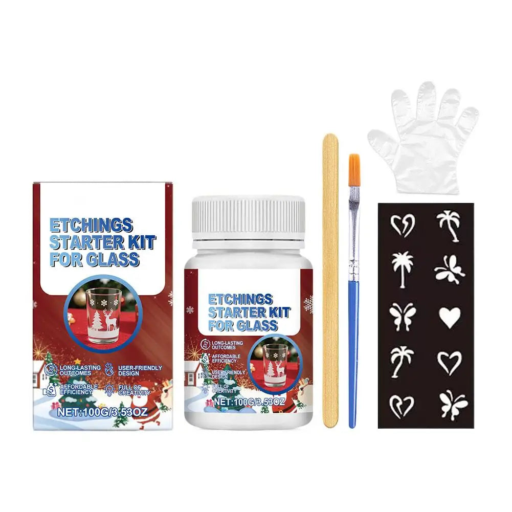 DIY Glass Etching Cream Kit 100g | 6 Tools for Glassware Art