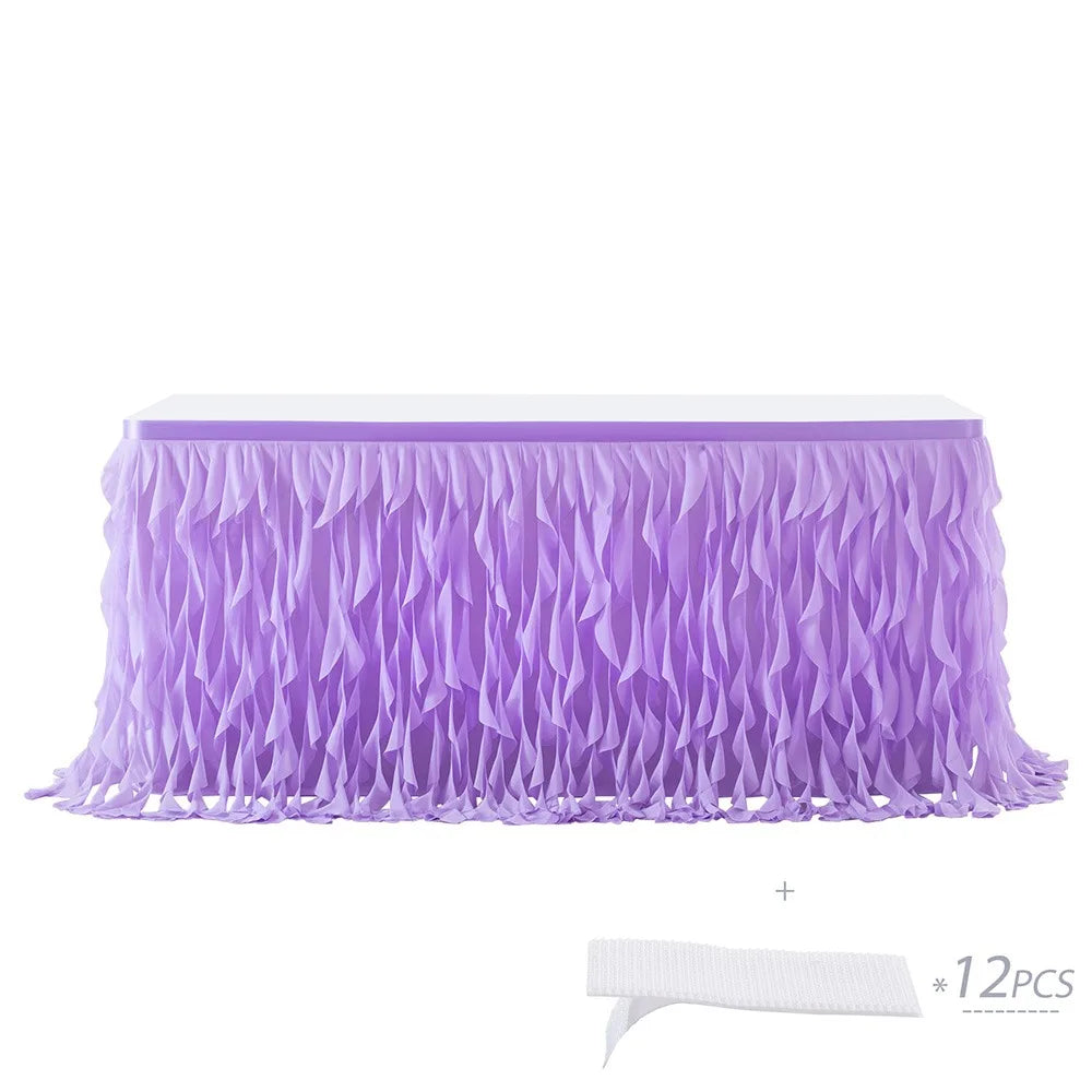 Multicolor Tulle Ruffle Table Skirt 183cm – Wedding & Party Décor