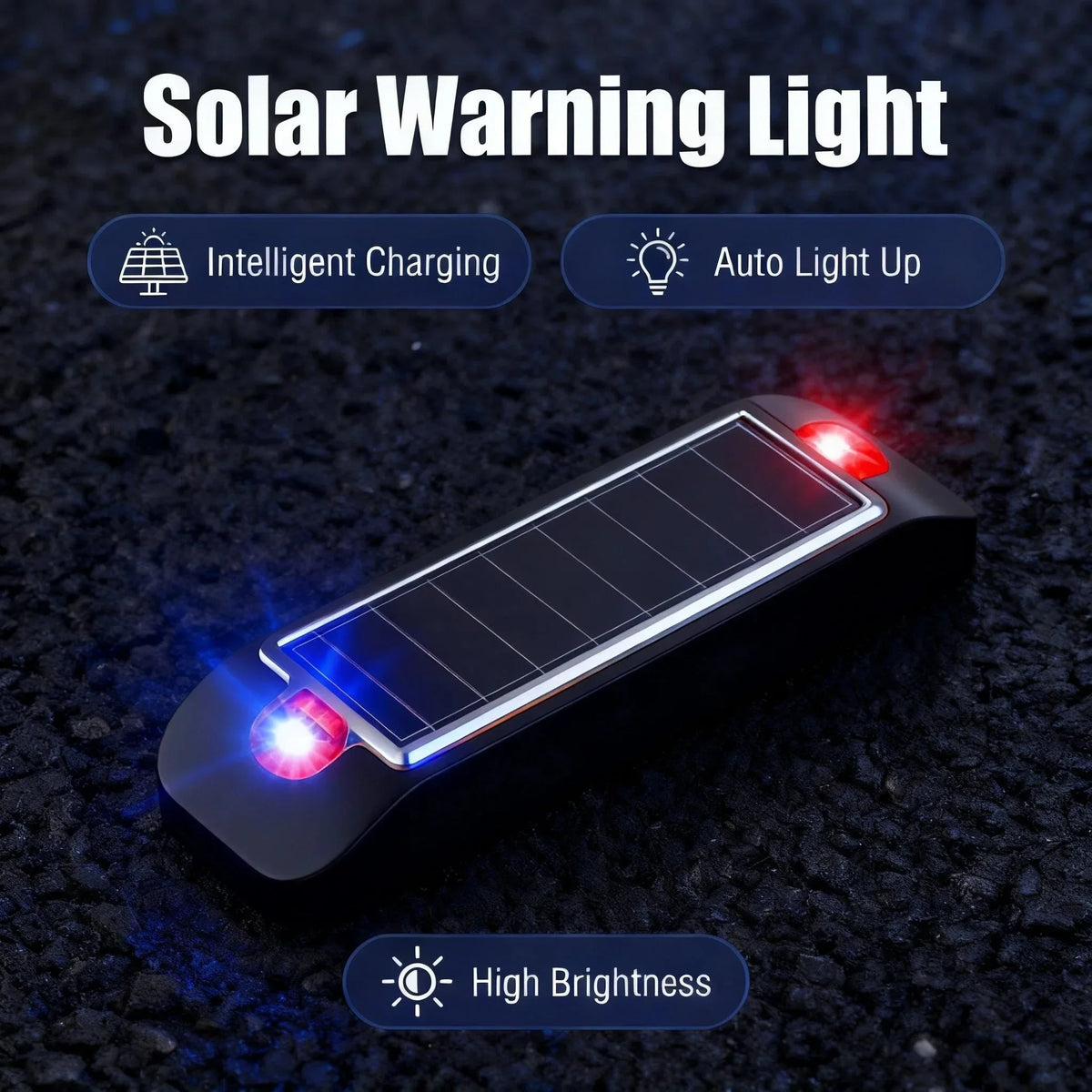 Solar LED Strobe Warning Light – IP65 Waterproof Auto-On
