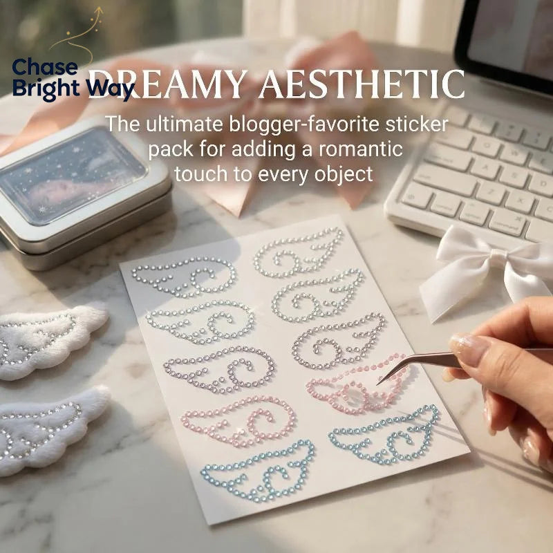 3D Crystal Angel Wings Rhinestone Stickers – 5 Sheet DIY Pack