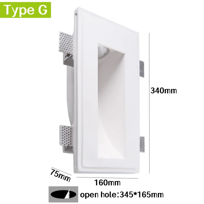 Recessed GU10 Gypsum LED Step Wall Lamp | Stair & Corridor
