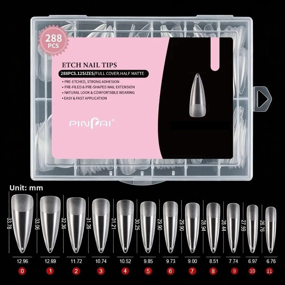 288pcs Ultra-Thin Soft Gel Nail Tips – Full Cover Extension Set