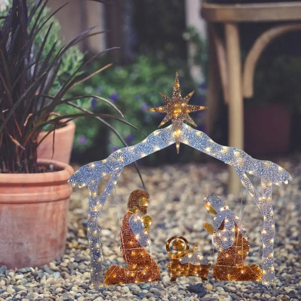 Hand-Painted Christmas Family LED Sculpture | Holiday Décor