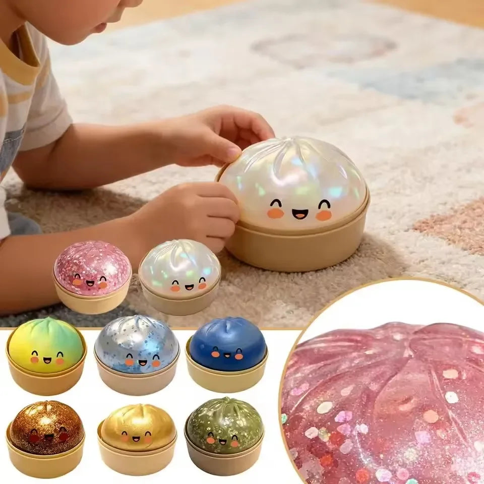 Glitter Dumpling Squishy Toy – Sensory Fidget Squeeze Bun