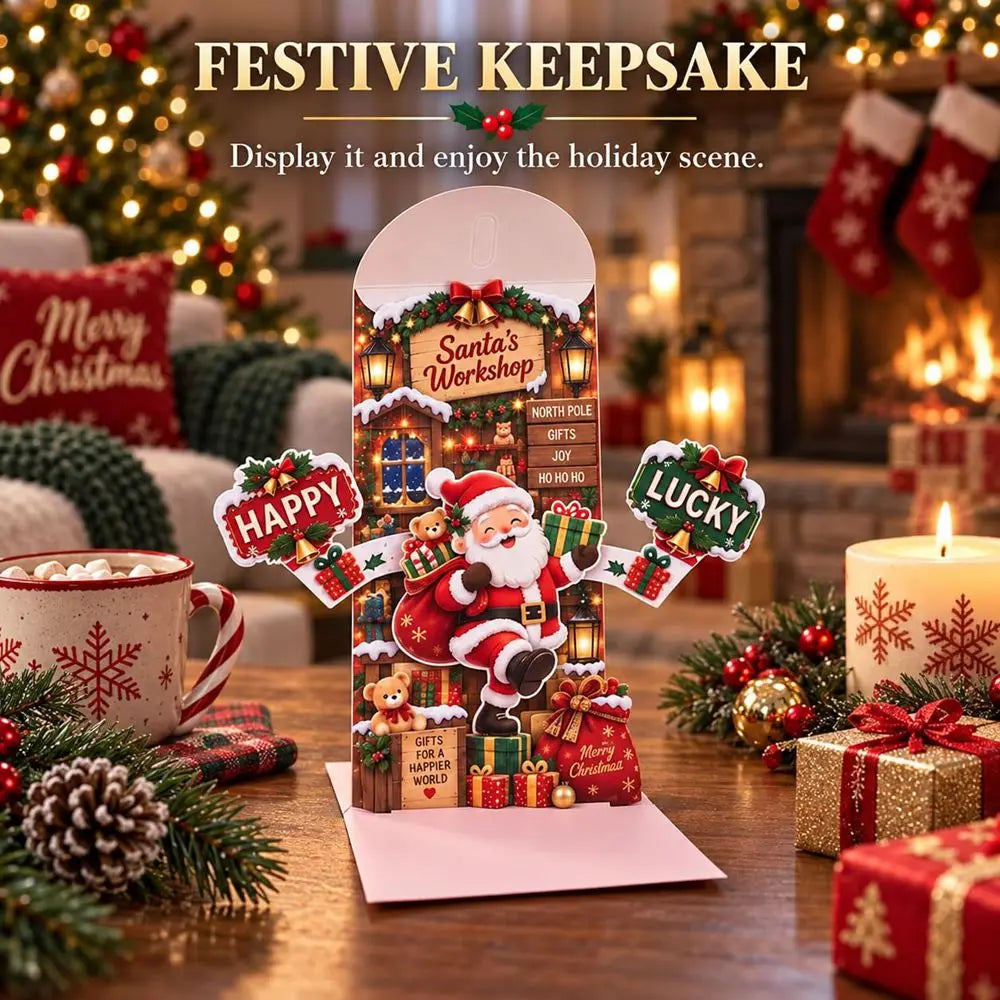 Pop-Up 3D Christmas Money Card – Santa & Snowman Gift Holder