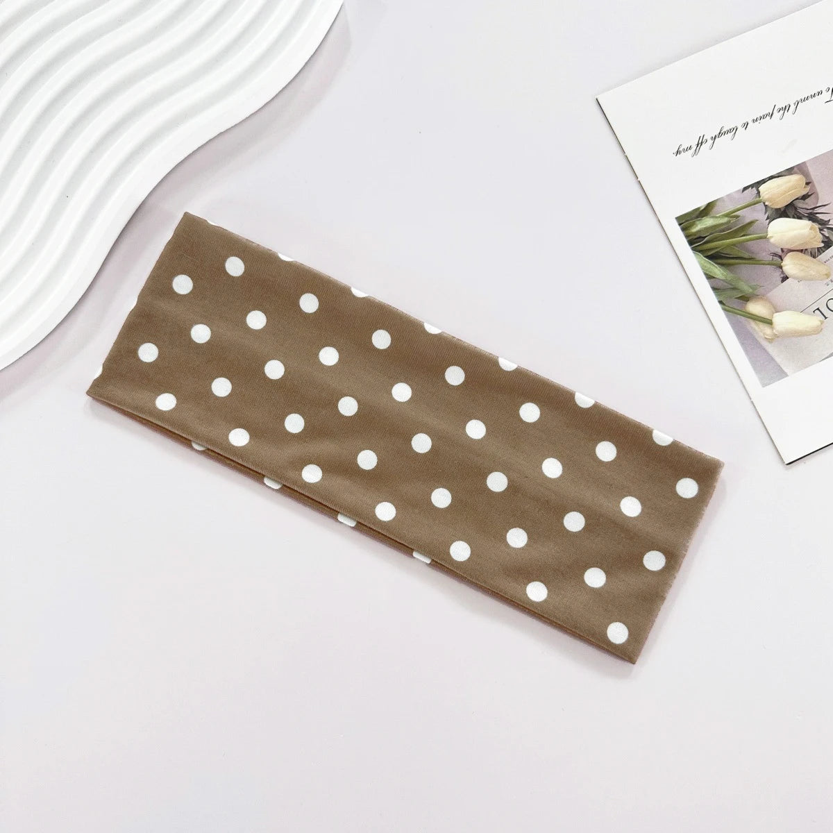 Y2K Boho Polka Dot Wide Headband – Women's Stretch Hair Wrap