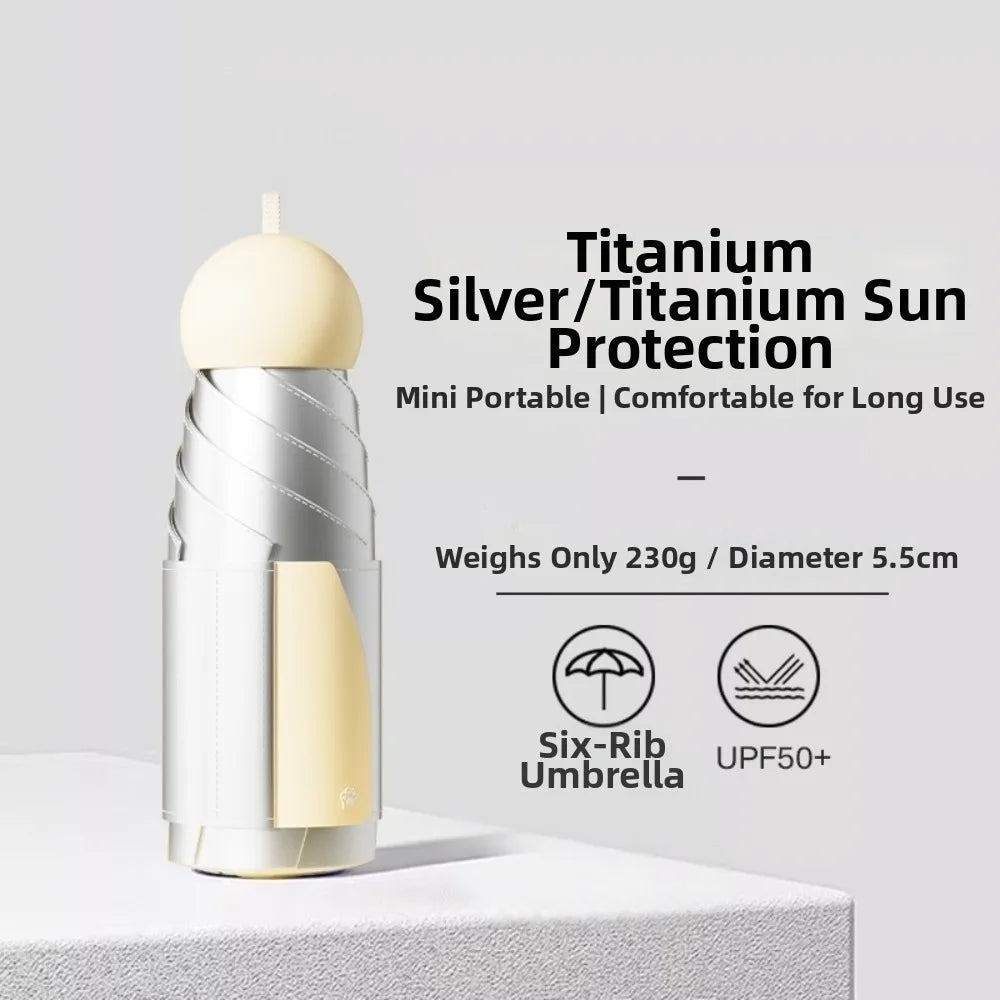 UV Protection Titanium Silver Folding Sun & Rain Umbrella