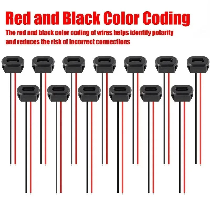 USB-C Waterproof Pigtail Cable – Female Chassis 2-Pin Solder