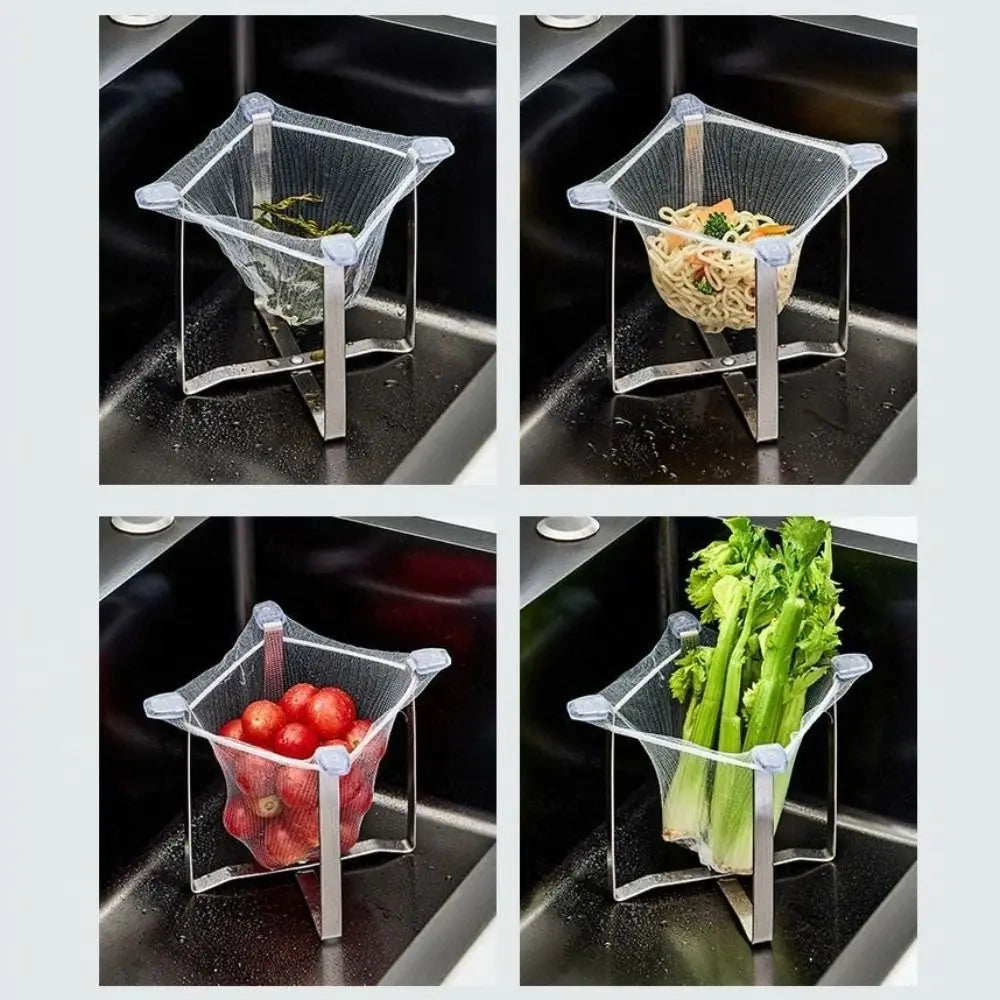 Stainless Steel Foldable Trash Bag Holder | Kitchen Stand