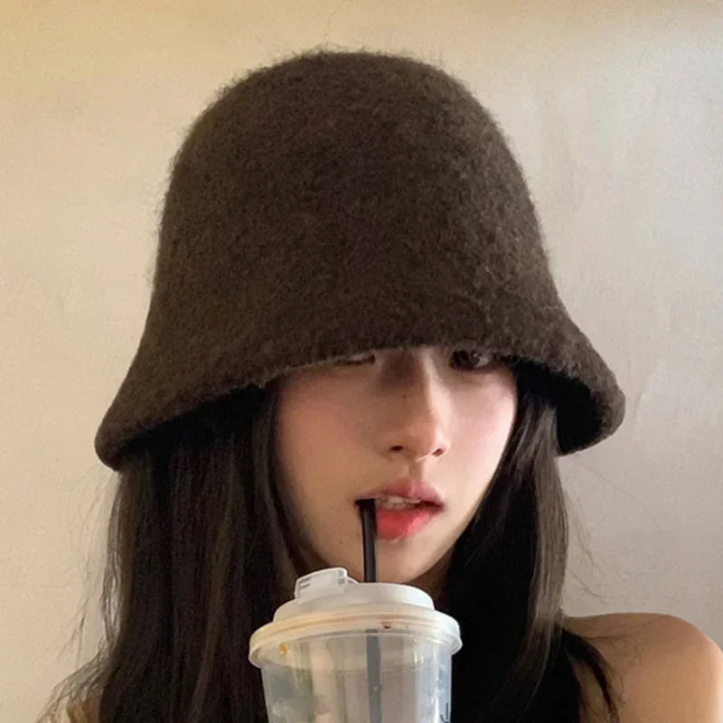 Women's Winter Knit Bucket Hat – Warm Fisherman Cap