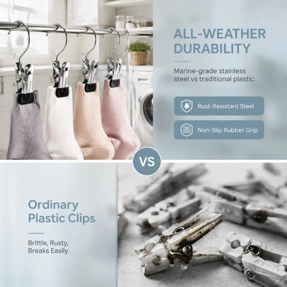 30-Pack Stainless Steel Hanger Clips – Multipurpose Clothes Pins