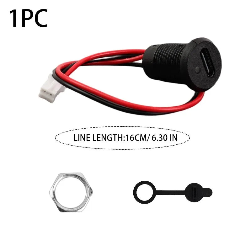 Waterproof USB-C Panel Mount Connector | Snap-In Car Dashboard