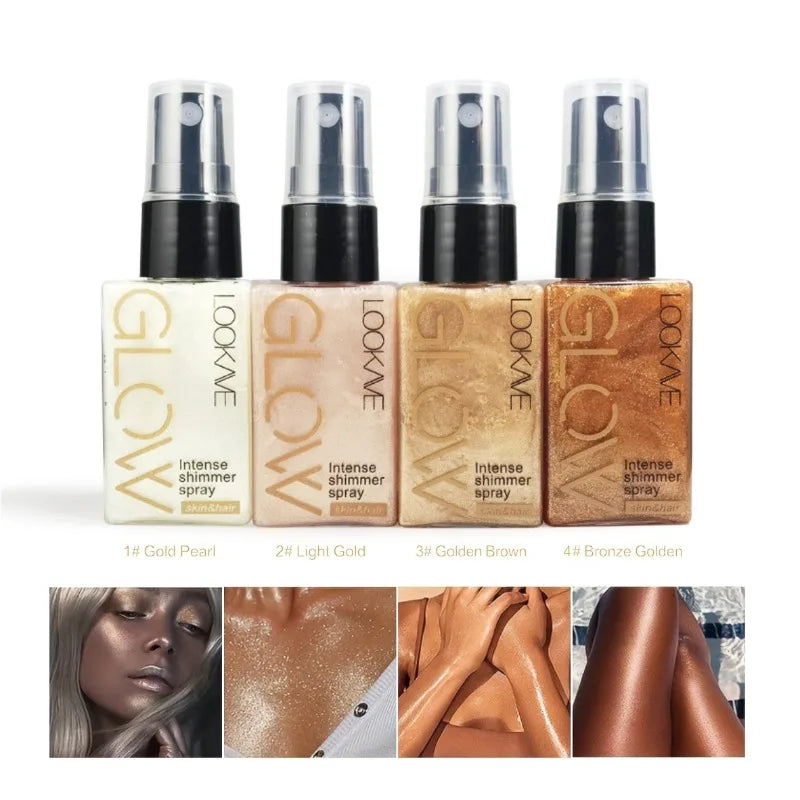 Shimmer Oil Spray – Gold Bronze Body & Face Liquid Highlighter