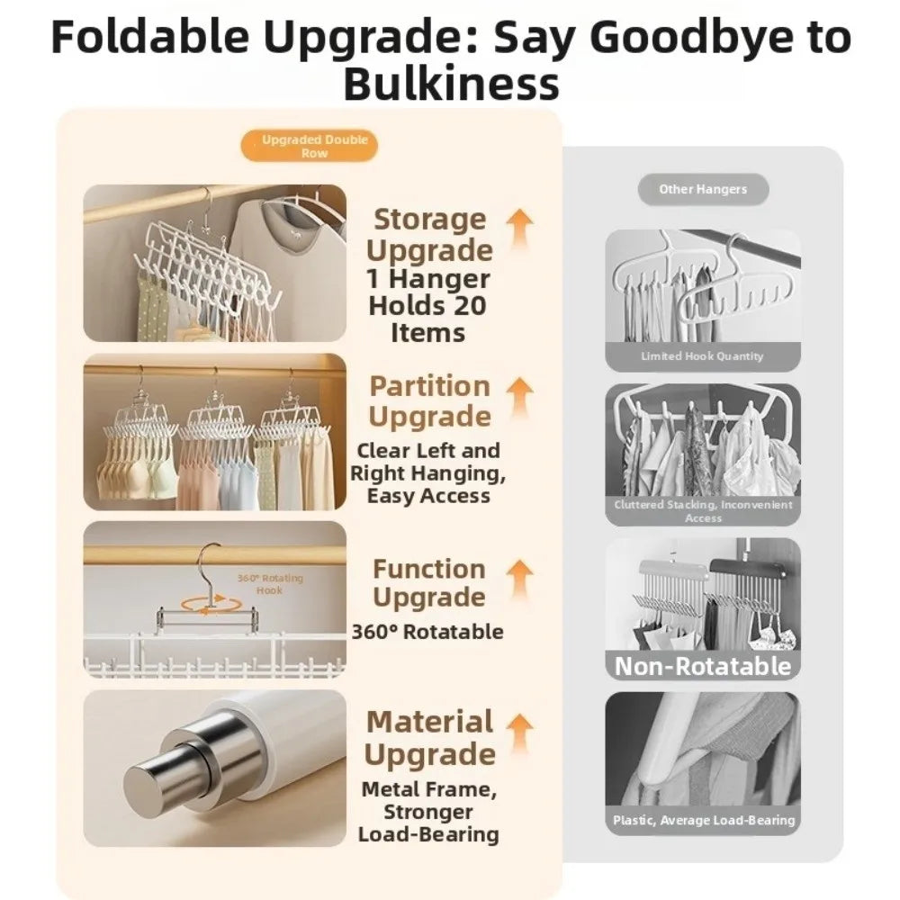 Rotating 20-Hook Foldable Bra Hanger | Closet Organizer