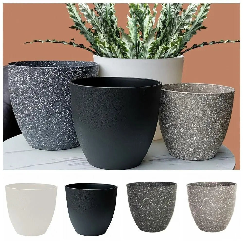 Frosted Plastic Bonsai Pot – Imitation Stone Succulent Planter