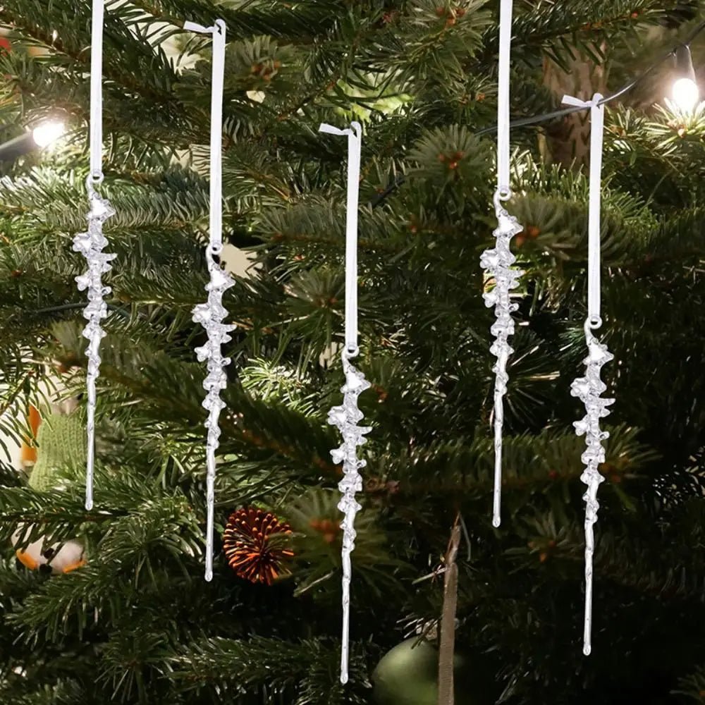 5-Pack Clear Acrylic Christmas Hanging Pendants | Star Snow Beads