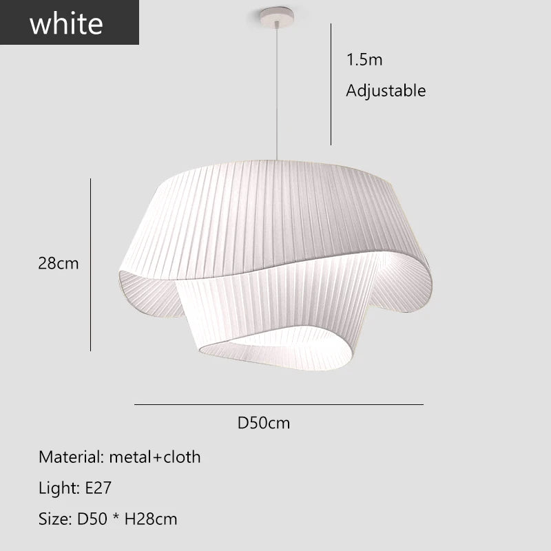 Wabi-Sabi Fabric Pendant Light | Nordic Cream Hanging Lamp