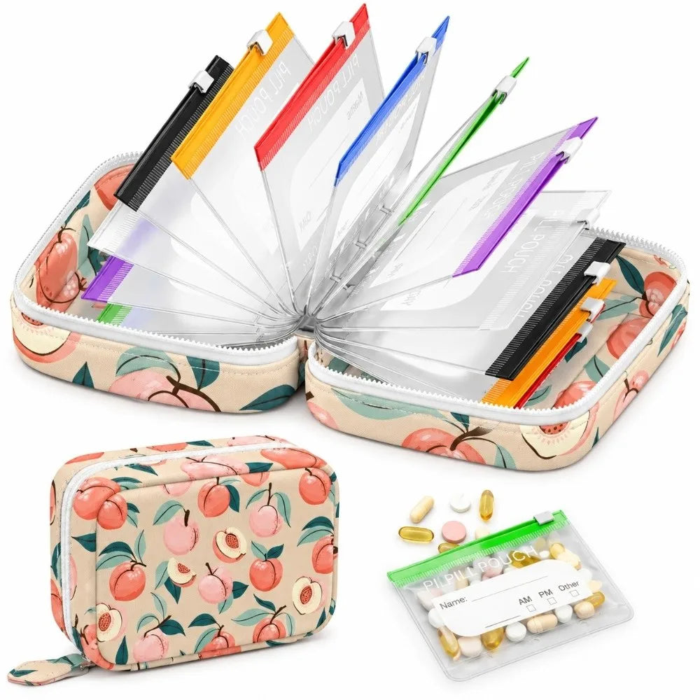BPA-Free Weekly Pill Organizer – 14 Zippered Pouches Travel Case