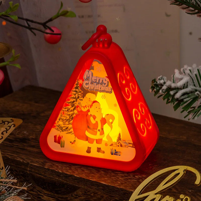 Rustic Vintage Christmas Night Light Lantern | Holiday Tabletop Decor