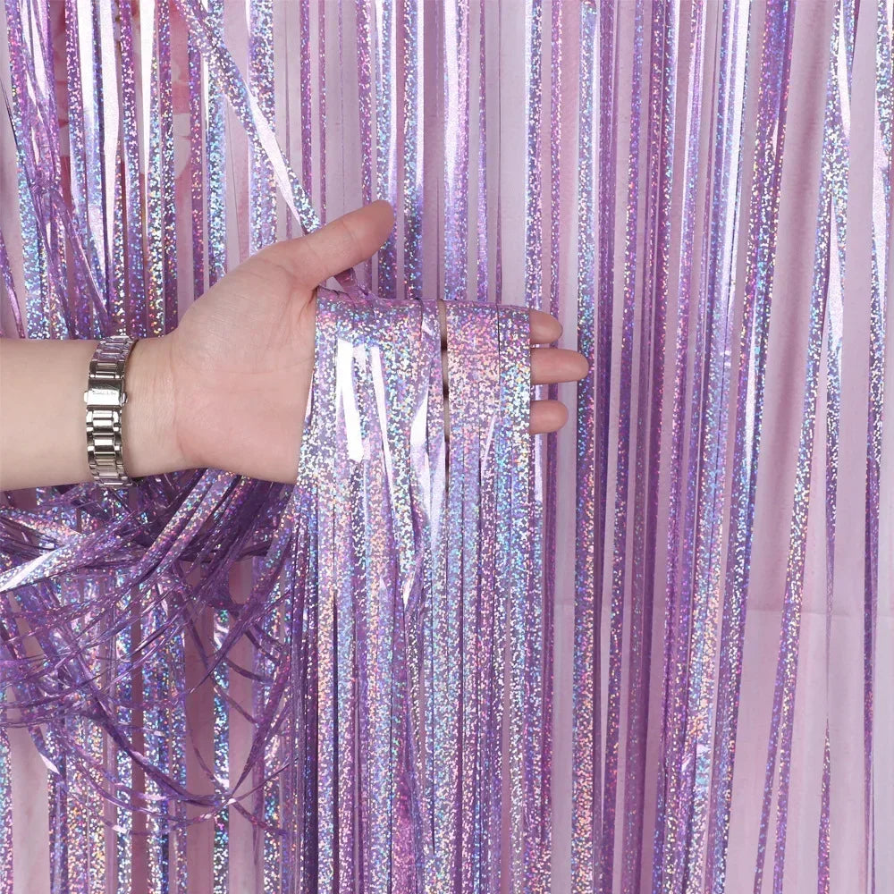 Pink Gold Foil Fringe Curtain – Party Photo Booth Backdrop