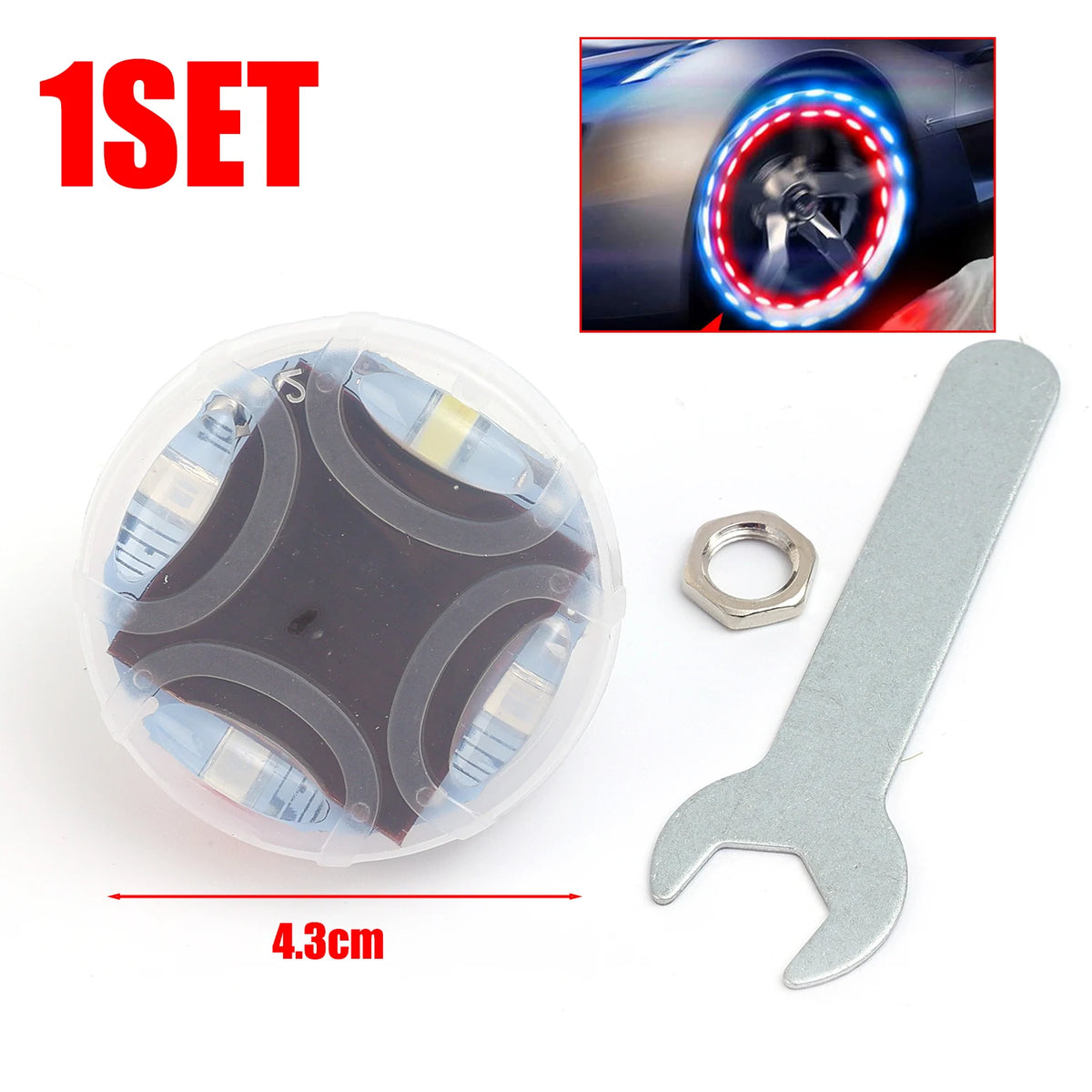 Solar LED Tire Valve Light – 15 Flash Modes & Motion Sensor