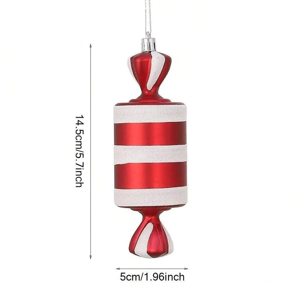 PVC Lollipop & Candy Cane Christmas Ornaments – Red & White