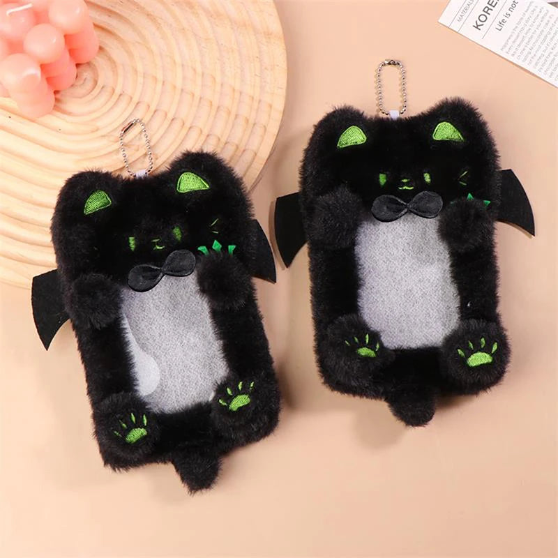 Cute Black Cat Plush Photocard Holder & Keyring Pendant
