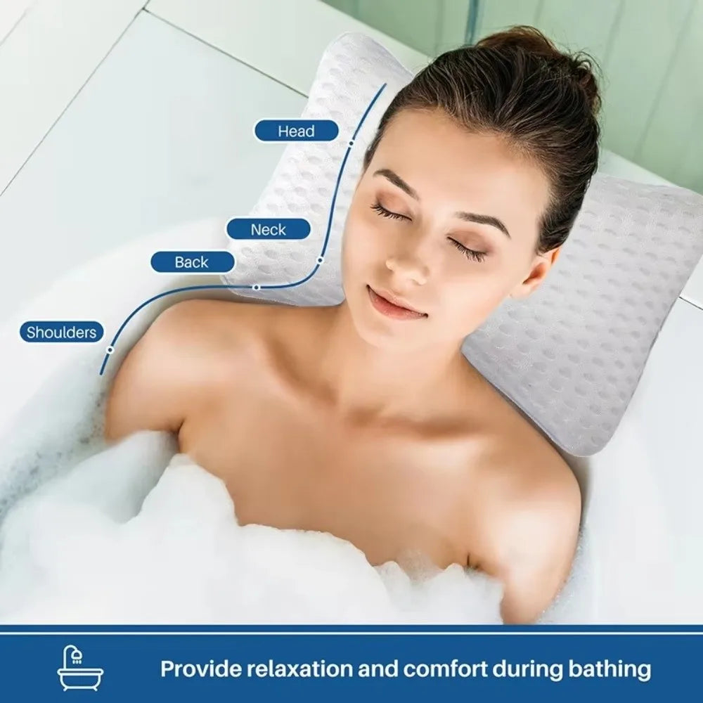 Soft SPA Bath Pillow – Breathable Polyester Bathtub Headrest